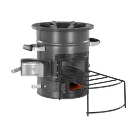 VEVOR Camping Rocket Stove, Wood Burning Portable Rocket Stove with Carrying Bag for Backpacking, SPCC Steel, Double Door, Burn Twigs