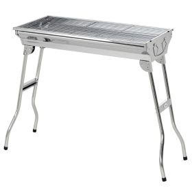 Stainless Steel Charcoal BBQ Grill, Portable Barbecue Grill with Handles for Outdoor, Cooking, Camping, Picnic