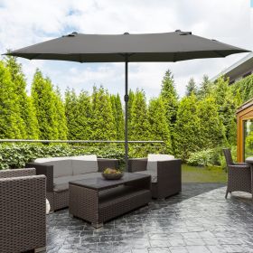 Patio Umbrella 15' Rectangular Outdoor Double Sided Market with base (Option: Dark Grey-1440x410x180 mm)