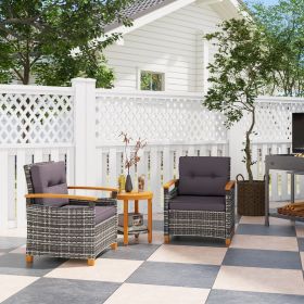 Outdoor Bistro Set Patio Furniture with Cushions for Porch (Option: Gray-660x640x540 mm)