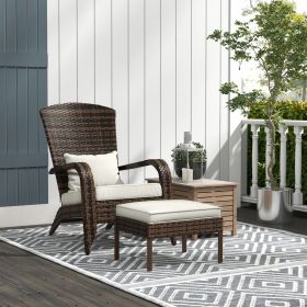 Adirondack Chair Fire Pit Chair w/ Ottoman & Cushions (Option: Cream White-780x600x280 mm)