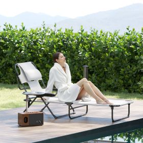 Folding Lounge Chair w/ Reclining Back (Option: Cream White-850x190x730 mm)