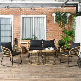 Patio Furniture Set (Option: Black-580x580x540 mm)